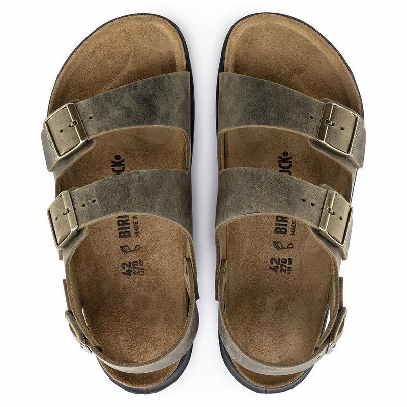 Birkenstock Rugged Oiled Læder Milano Herre Khaki | DK 225CTV